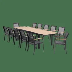 ETHAN Table Extensible Noir, Naturel