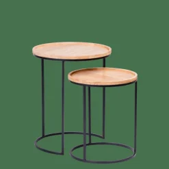 GOM Tables D'appoint Set De 2 Noir, Naturel