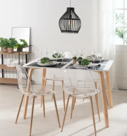 ICE Chaise Salle à Manger Transparent, Naturel