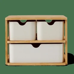 KONDO Organisateur 3 Tiroirs Blanc, Naturel