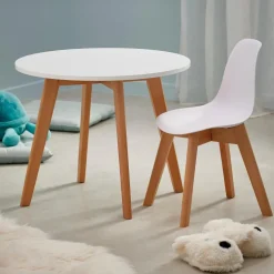 MATHIAS Table Pour Enfants Blanc, Naturel