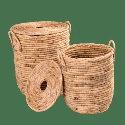 MILEY Panier à Linge Avec Couvercle Et Poignées Naturel