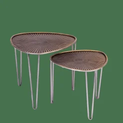 OVO Tables D'appoint Set De 2 38X38X35CM/46.5X46.5X41CM Argent, Cuivre